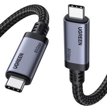 Кабель для трансляції відео Type-C на Type-C UGREEN L706 USB4 Gen 4 Cable 240W 80Gbps 16K@60Hz 1 метр чорний (65383) 01278 фото