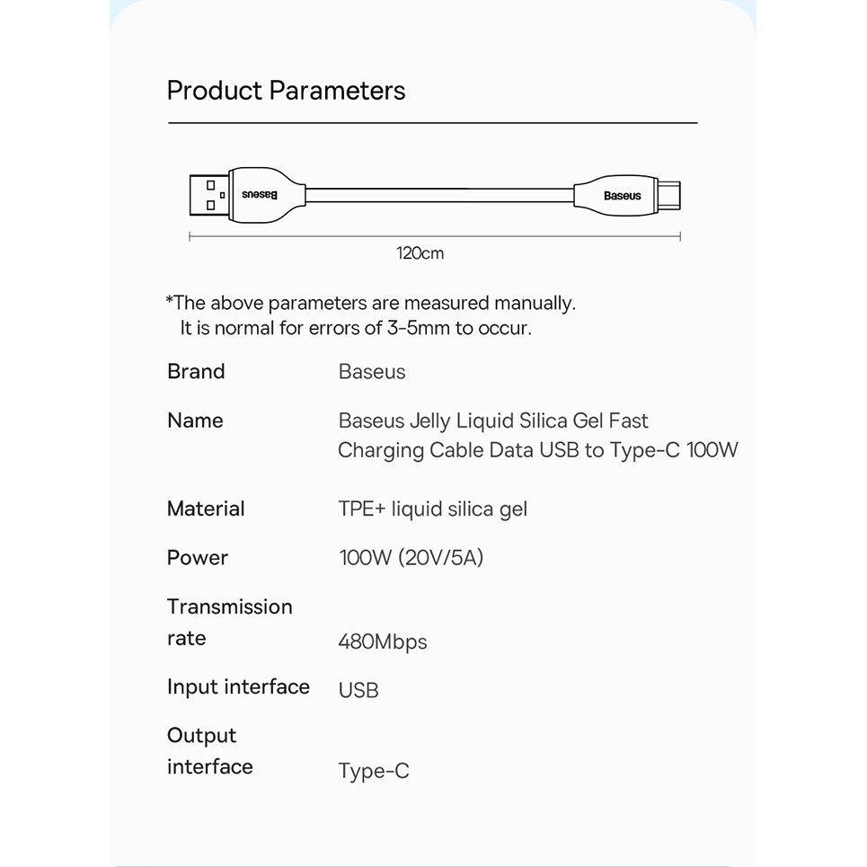 Кабель Baseus Jelly Liquid Silica Gel USB - Type-C 5A 100W 2m Black (CAGD010101) 00912 фото