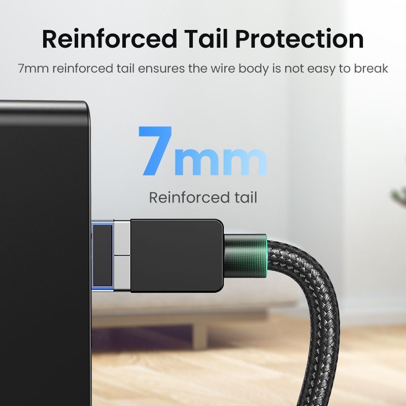 Сетевой интернет кабель патч-корд UGREEN NW153 Cat8 F/FTP Round Ethernet Cable Braided Pure Copper 2m Black (80431) 01303 фото