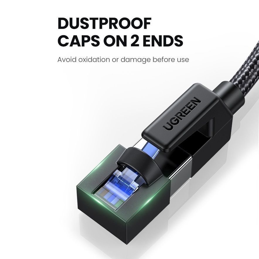 Сетевой интернет кабель патч-корд UGREEN NW153 Cat8 F/FTP Round Ethernet Cable Braided Pure Copper 2m Black (80431) 01303 фото