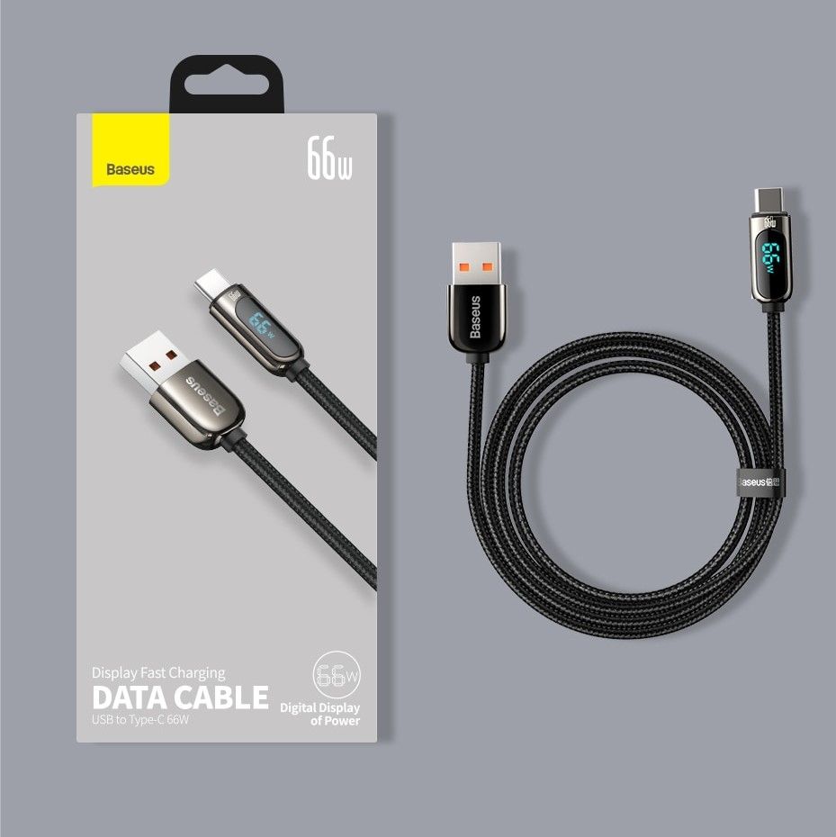 Кабель Baseus Display Fast Charging USB - Type-C 6A 66W 1m Black (CASX020001) 00889 фото