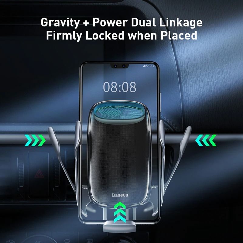 Автомобільний тримач для телефона Baseus Milky Way Electric Bracket Wireless Charger 15W Black (WXHW02-01) 00703 фото
