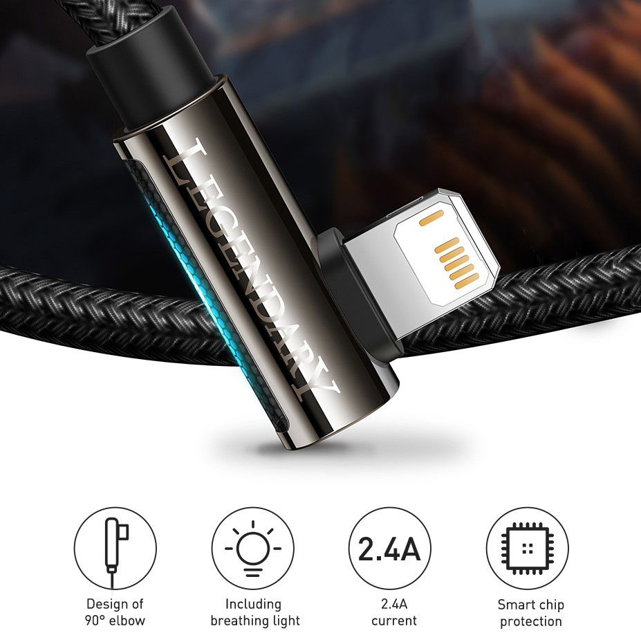 Кабель Baseus Legend Series Elbow Fast Charging USB - Lightning 2.4A 2m Black (CALCS-A01) 01015 фото
