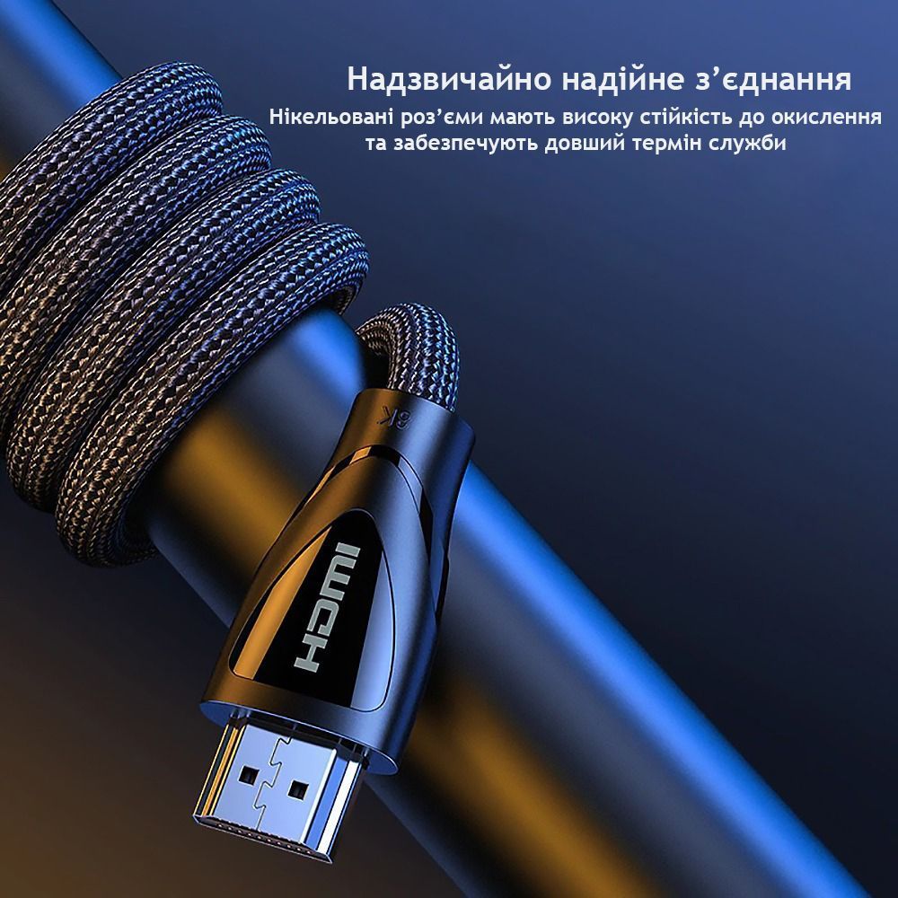Кабель UGREEN HD140 HDMI M/M 8K60Hz 4K120Hz Cable with Braided 3m Black (80404) 01305 фото