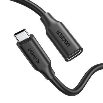 Кабель подовжувач Type-C 3.1 Gen2 тато-мама UGREEN US353 100W Thunderbolt 3 10Gb/s 4K60Hz 1 метр чорний (10387) 01270 фото