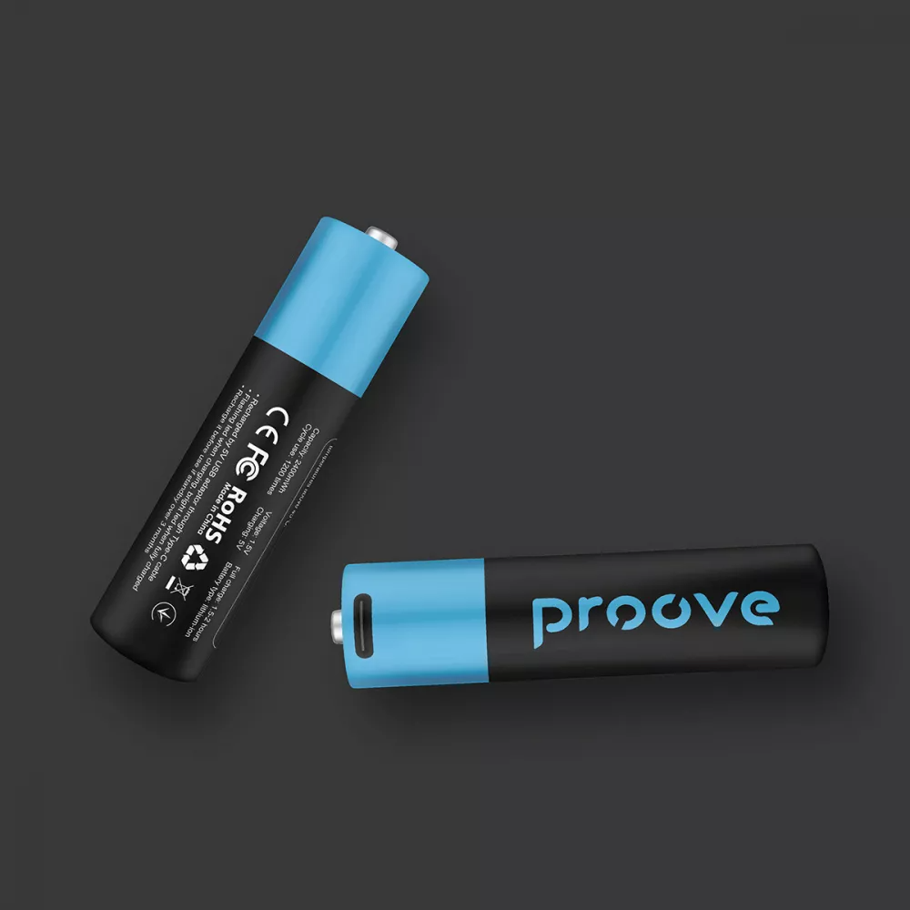 Аккумуляторные батарейки Proove Type-C Compact Energy 2600mAh Lithium-ion AA 2pack Black (RBCE26010008)