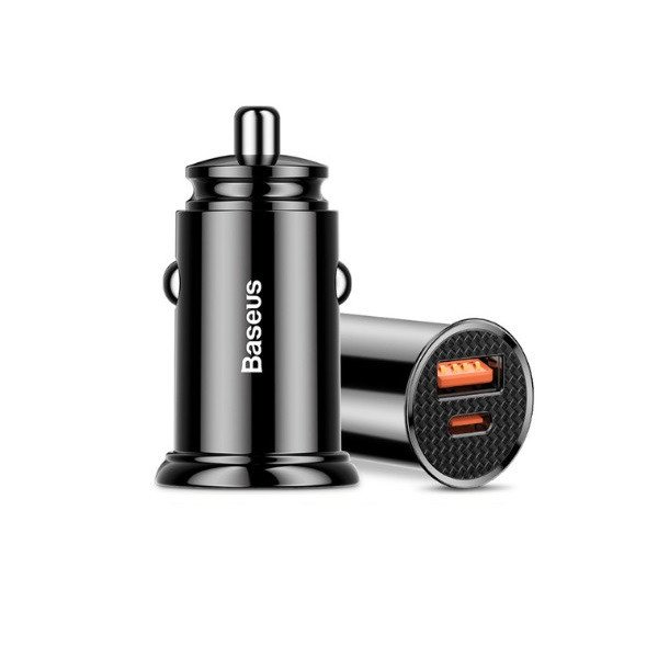 Автомобільний зарядний пристрій Baseus Circular Plastic USB+Type-C 5A 30W Black (CCALL-YS01) 00386 фото