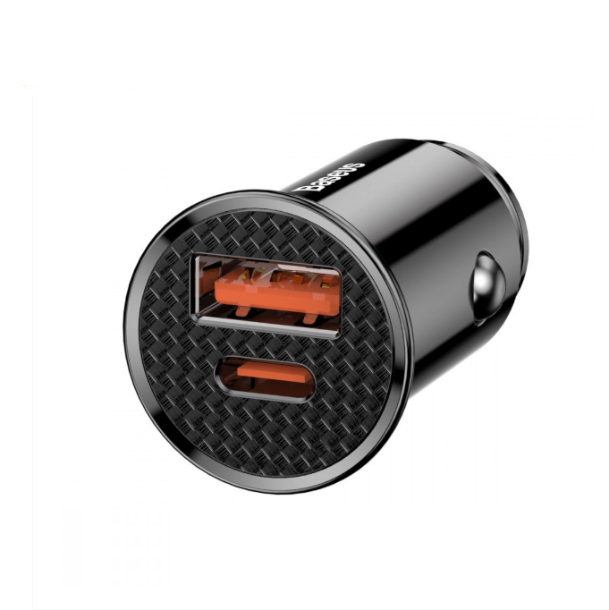 Автомобильное зарядное устройство Baseus Circular Plastic USB+Type-C 5A 30W Black (CCALL-YS01) 00386 фото