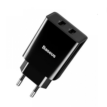 Мережевий зарядний пристрій Baseus Speed Mini Dual U Charger 2USB 2A 10.5W Black (CCFS-R01) 00404 фото