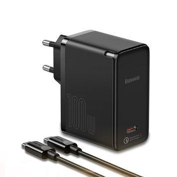 Мережевий зарядний пристрій Baseus GaN2 Fast Charger 100W Black + Type-C-Type-C cable (TZCCGAN-L01) 00719 фото