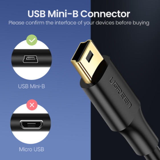 Кабель UGREEN US132 USB-A 2.0 Male to MiniUSB 5 Pin Male Cable 2m Black (30472) 00968 фото