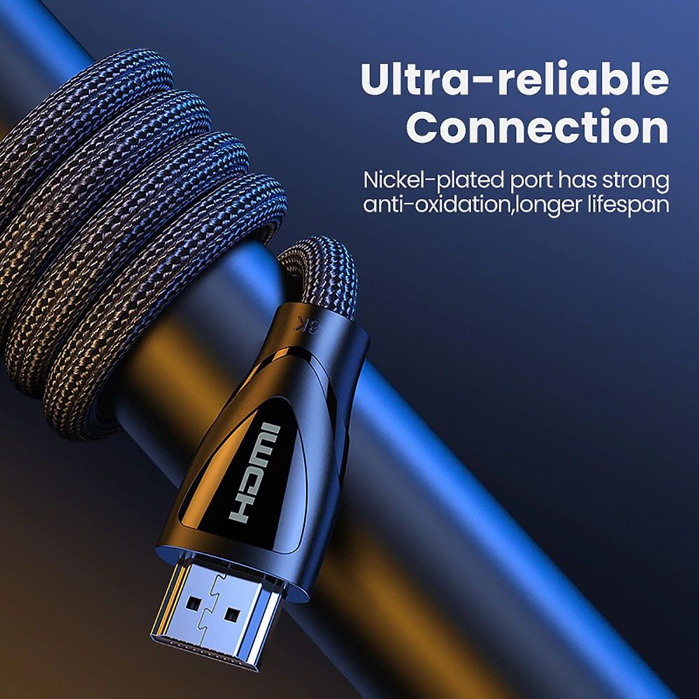 Кабель UGREEN HD140 HDMI M/M 8K60Hz 4K120Hz Cable with Braided 2m Black (80403) 00642 фото