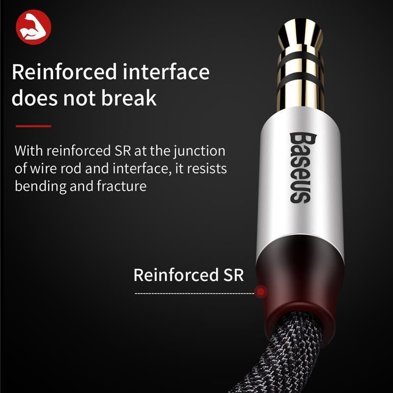 Кабель Baseus Yiven Audio Cable M30 Jack 3.5 - Jack 3.5 AUX 1.5m Black (CAM30-CS1) 00568 фото