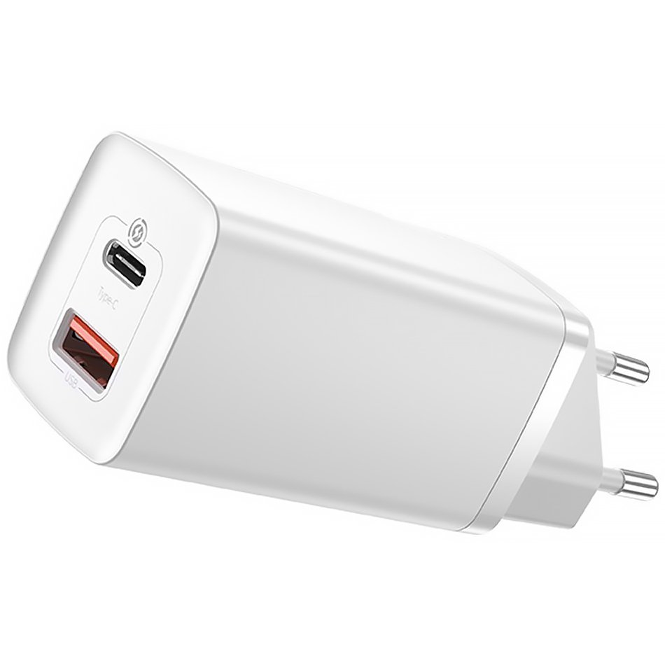 Мережевий зарядний пристрій Baseus GaN2 Lite Quick Charger 65W USB+Type-C White (CCGAN2L-B02) 00759 фото