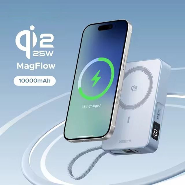 Зовнішній акумулятор повербанк з MagSafe UGREEN PB773 10000mAh 30W QI2.2 Magnetic Wireless Power Bank Blue (65958B)