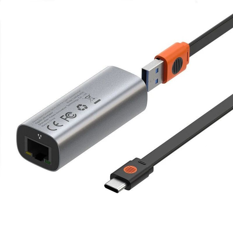 Внешний сетевой адаптер Baseus Steel Cannon Series USB-A & Type-C Bidirectional Gigabit LAN Adapter Gray (CAHUB-AF0G) 00550 фото