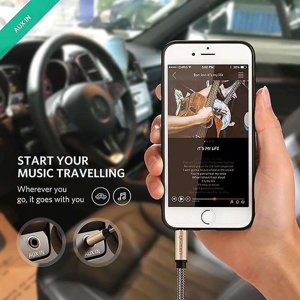 Аудио кабель UGREEN AV125 3.5mm Male to 3.5mm Male Hi-Fi Audio Cable Net Braid 3m Black (10605) 00644 фото