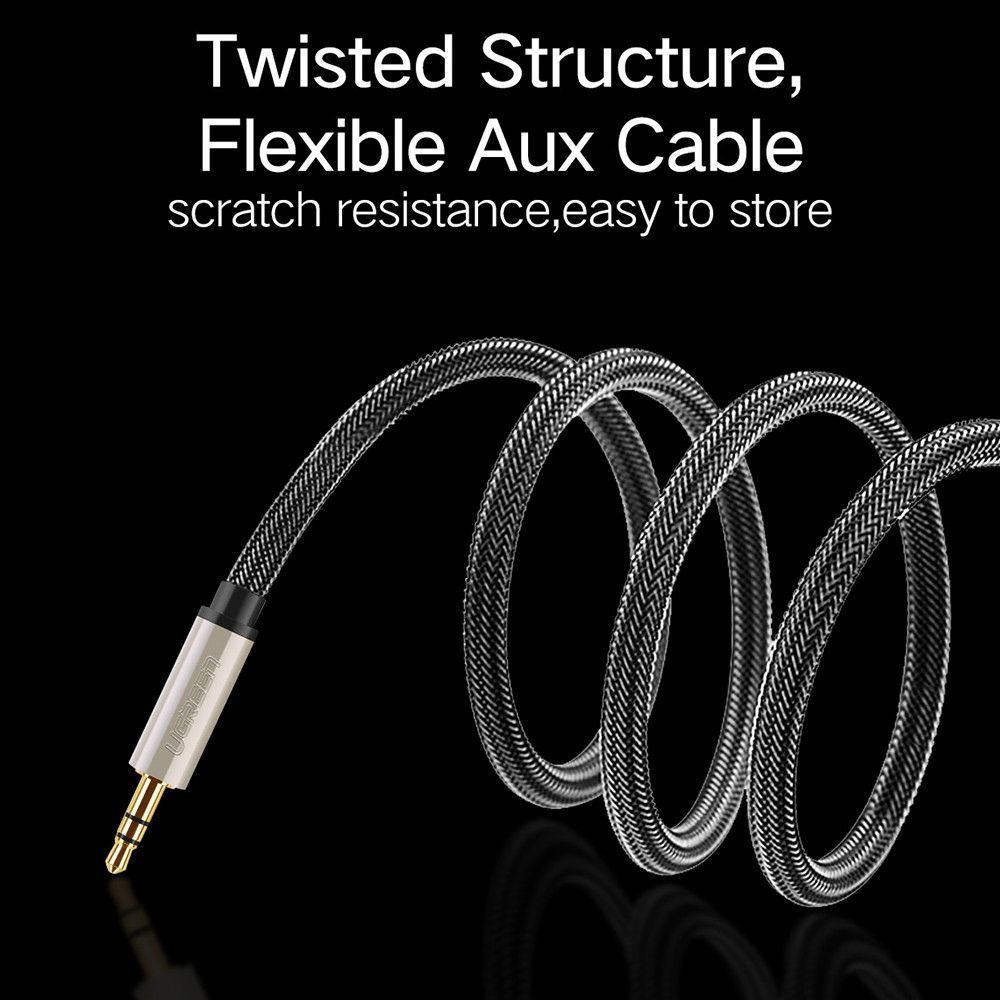 Аудио кабель UGREEN AV125 3.5mm Male to 3.5mm Male Hi-Fi Audio Cable Net Braid 3m Black (10605) 00644 фото