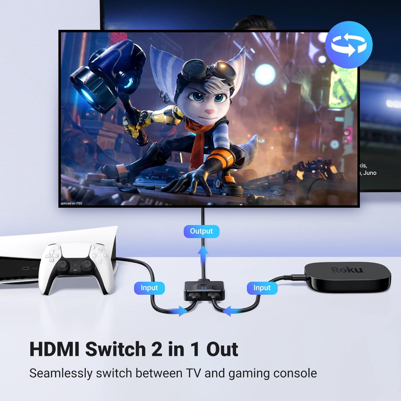 Перемикач HDMI двонаправлений UGREEN CM217 2*1 HDMI Switcher 4K60Hz Black (50966)  00986 фото