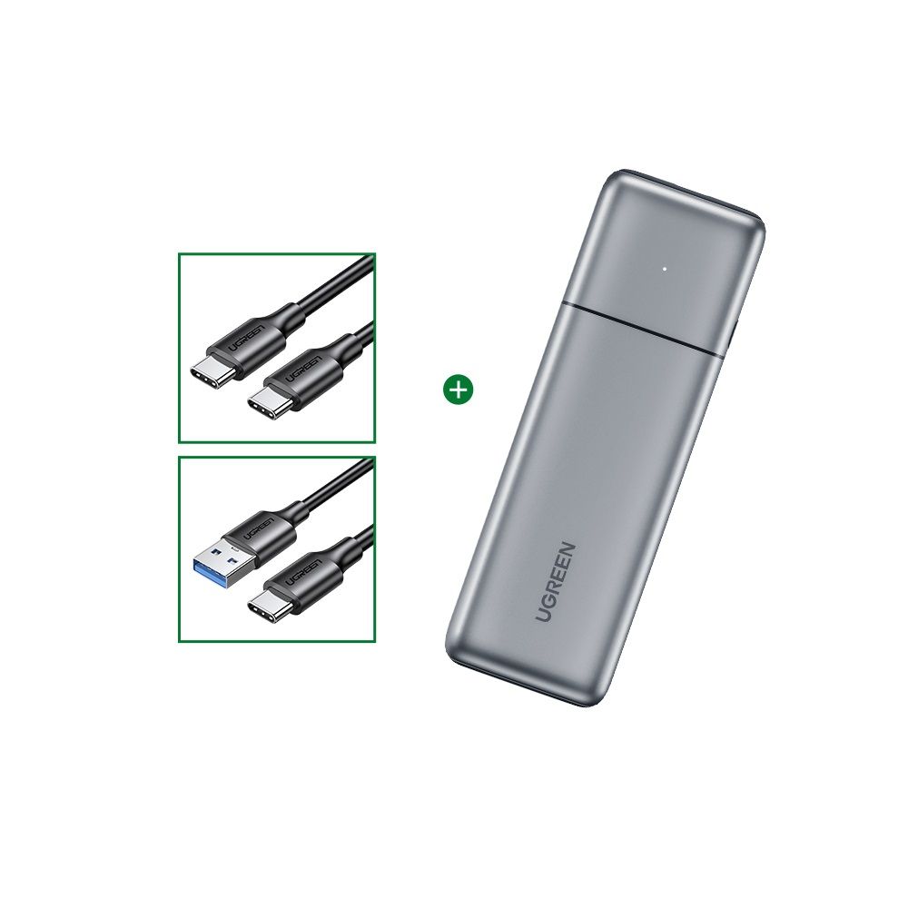Корпус для жорсткого диска UGREEN CM389 USB-C to M.2 NVMe/SATA 10Gb Enclosure Silver (80863) 00645 фото
