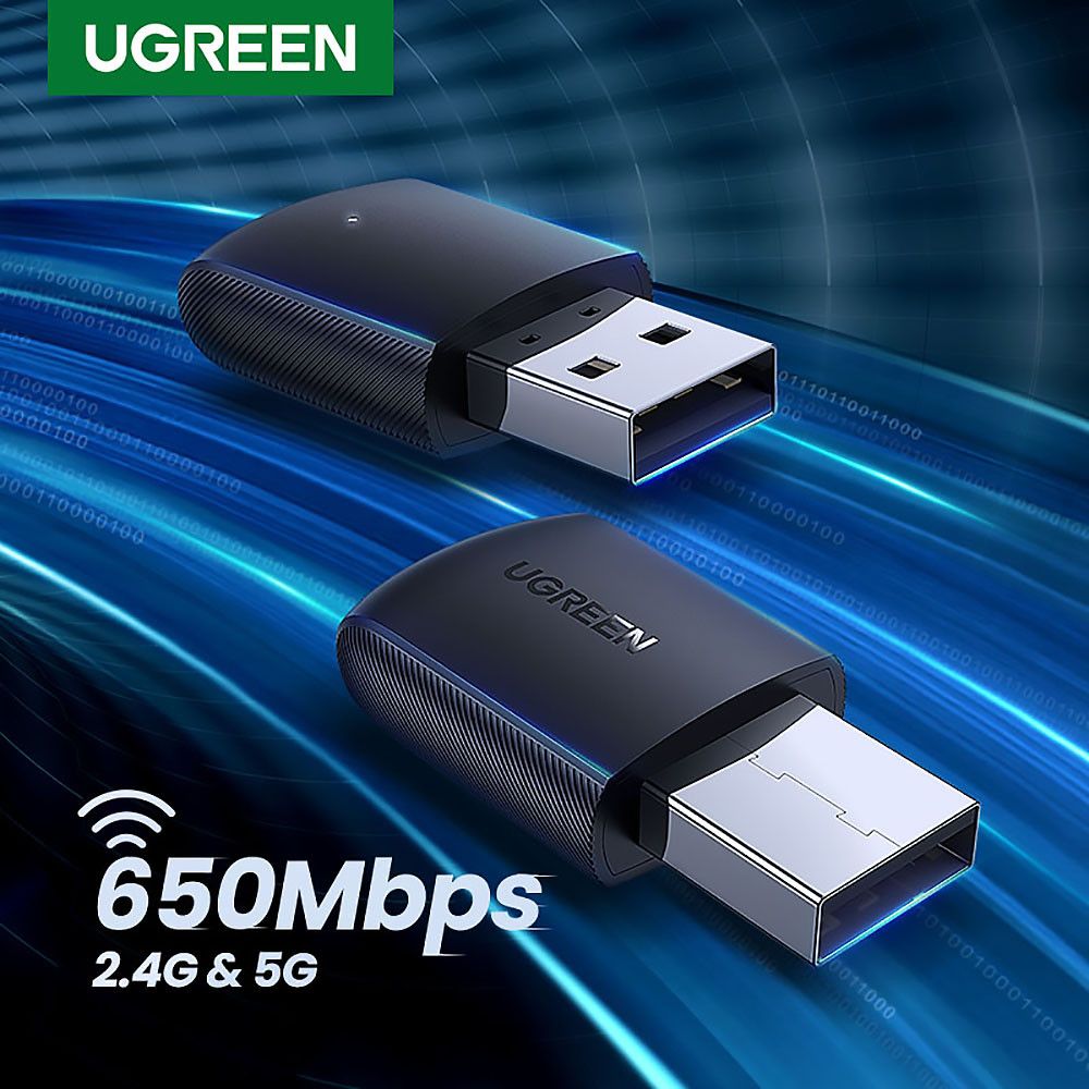 Дводіапазонний WiFi адаптер UGREEN CM448 2.4/5G AC650 11ac Dual-Band Wireless USB Adapter Black (20204) 00646 фото