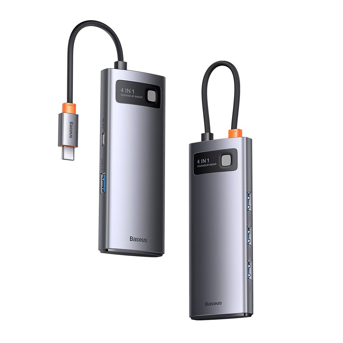 USB-C хаб Baseus Metal Gleam Series 4-in-1 Multifunctional 4xUSB3.0 Gray (WKWG070013) 00922 фото