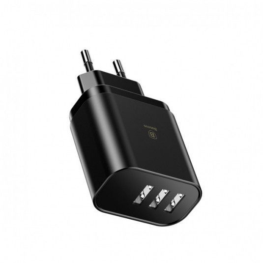 Сетевое зарядное устройство Baseus Mirror Traveler Intelligent Digital Display 3USB 3.4A Black (CCALL-BH01) 00286 фото