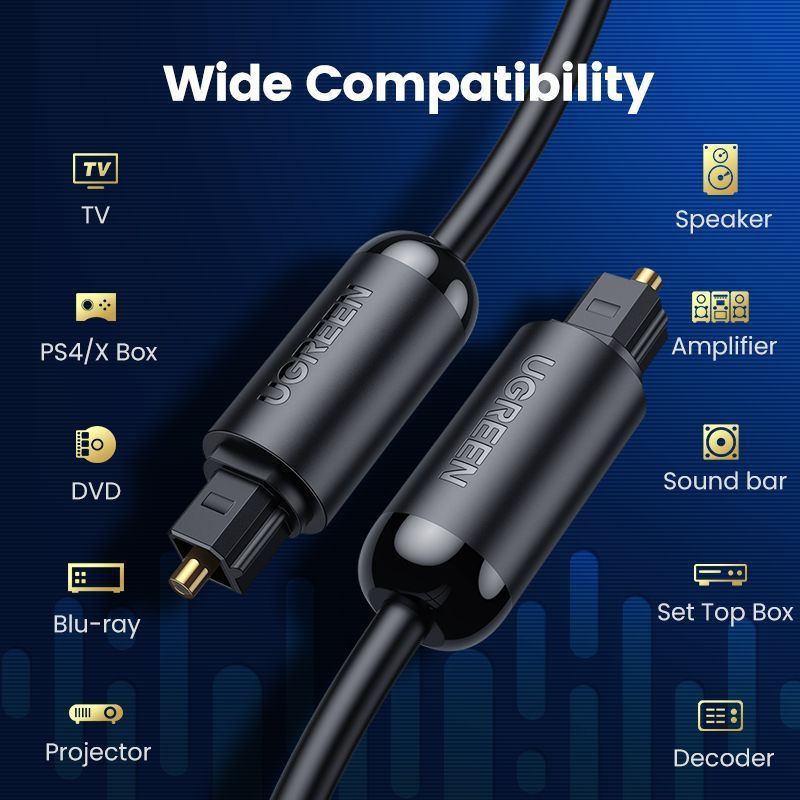 Оптичний аудіо кабель UGREEN AV122 Toslink Optical Audio Cable Pro EIAJ S/PDIF 3м Black (70893) 01143 фото