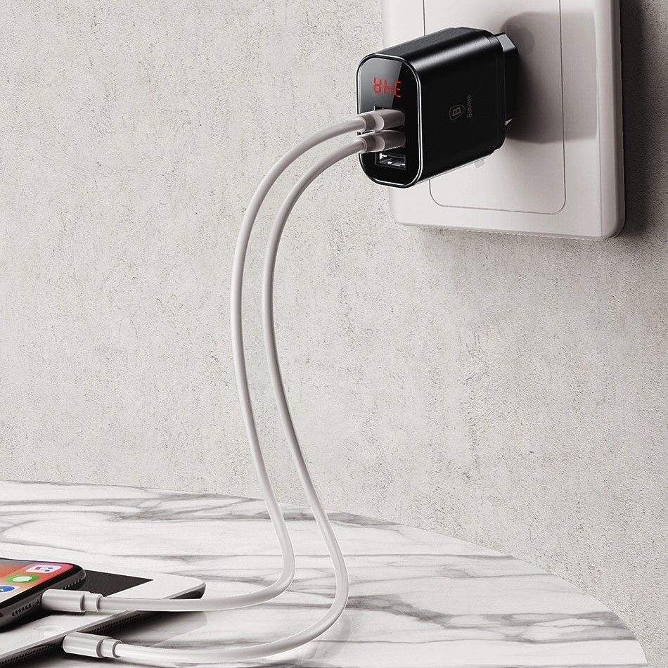 Сетевое зарядное устройство Baseus Mirror Traveler Intelligent Digital Display 3USB 3.4A Black (CCALL-BH01) 00286 фото
