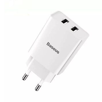 Мережевий зарядний пристрій Baseus Speed Mini Dual U Charger 2USB 2A 10.5W White (CCFS-R02) 00838 фото
