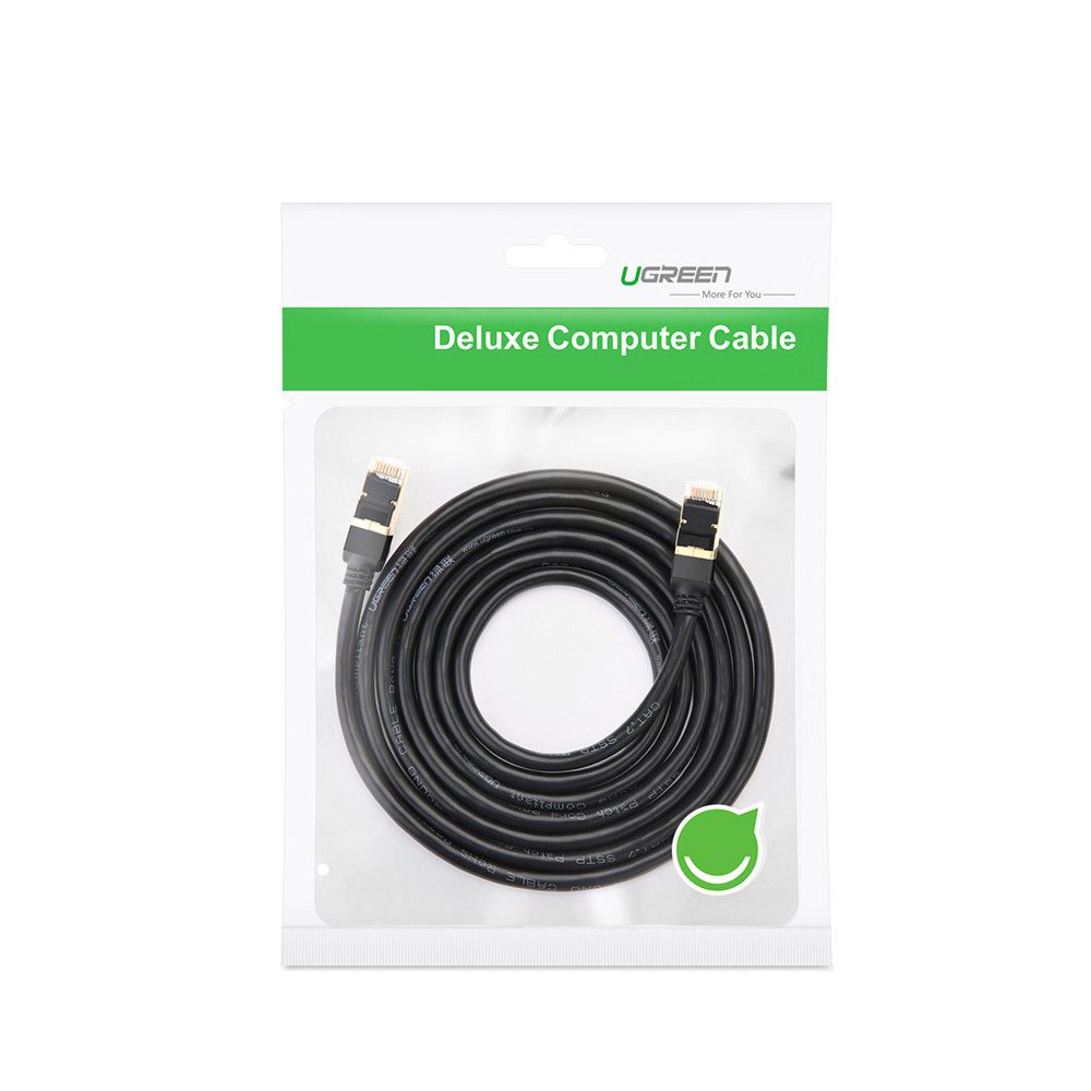 Сетевой кабель UGREEN NW107 Cat7 F/FTP Round Ethernet Cable 0.5m Black (11229) 00648 фото