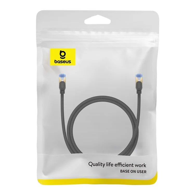Сетевой кабель патч-корд BASEUS Cat7 High Speed 10Gigabit Ethernet Braided Cable 15m Black (B0013320B111-08) 01064 фото