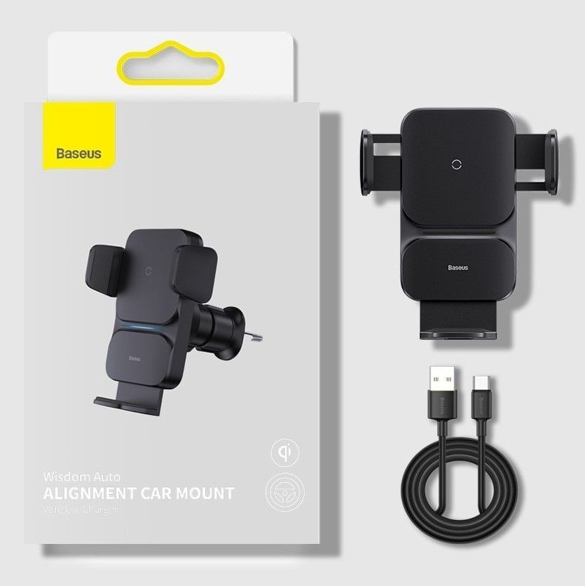 Автомобильный держатель для телефона Baseus Wisdom Auto Alignment Charger 15W Black (CGZX000001) 00924 фото