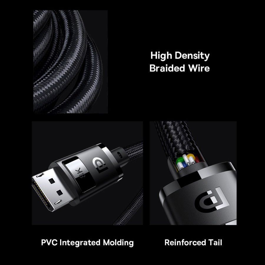 Кабель DisplayPort v1.4 BASEUS High Definition Series male-male 8K/60Hz 4K/144Hz HDR 2m Black (B00633706111-02)