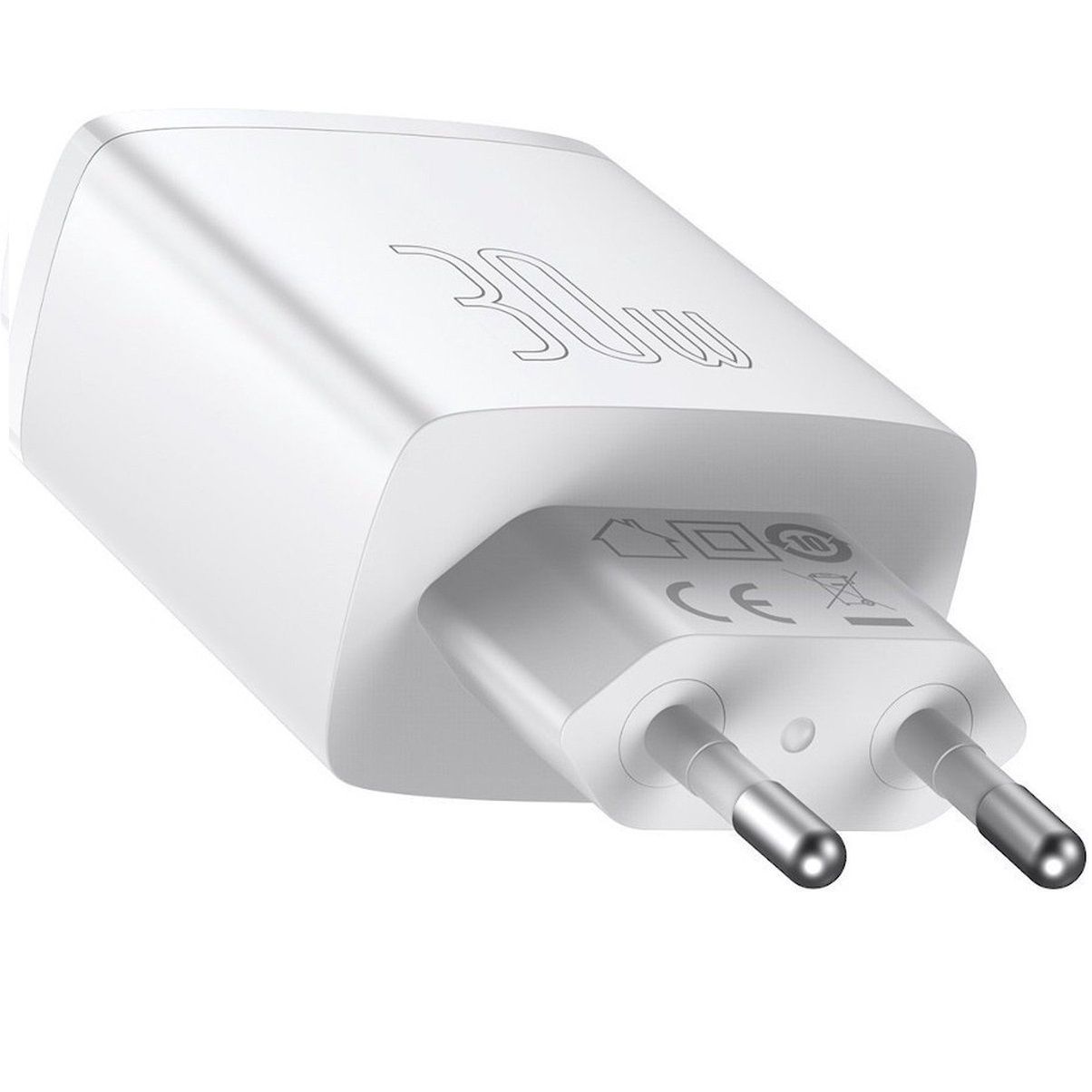 Сетевое зарядное устройство Baseus Compact Quick Charger 1Type-C+2USB 30W White (CCXJ-E02) 00722 фото