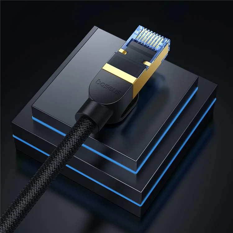 Сетевой кабель патч-корд BASEUS Cat7 High Speed 10Gigabit Ethernet Braided Cable 20m Black (B0013320B111-09) 01065 фото