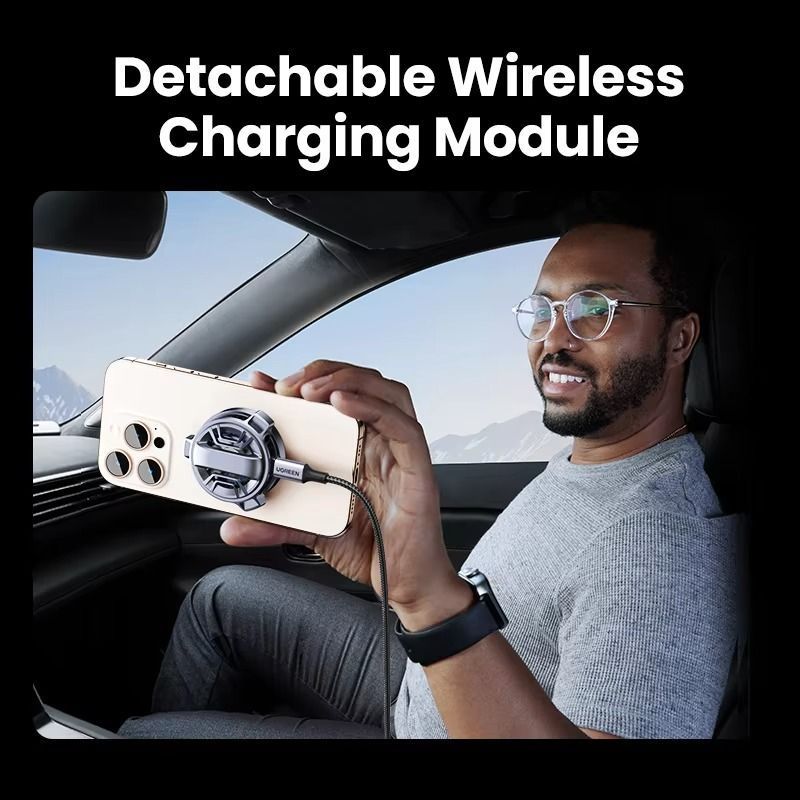Автомобильный магнитный держатель для телефона с зарядкой UGREEN CD380 Magnetic Wireless Car Charger for Tesla Gray (25123) 01171 фото