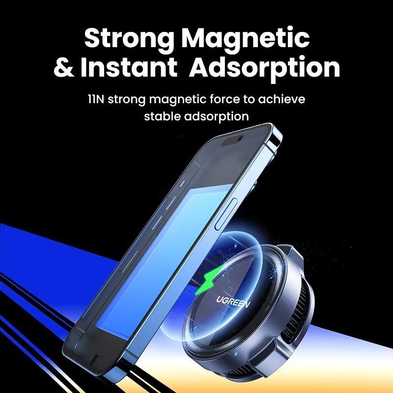 Автомобильный магнитный держатель для телефона с зарядкой UGREEN CD380 Magnetic Wireless Car Charger for Tesla Gray (25123) 01171 фото