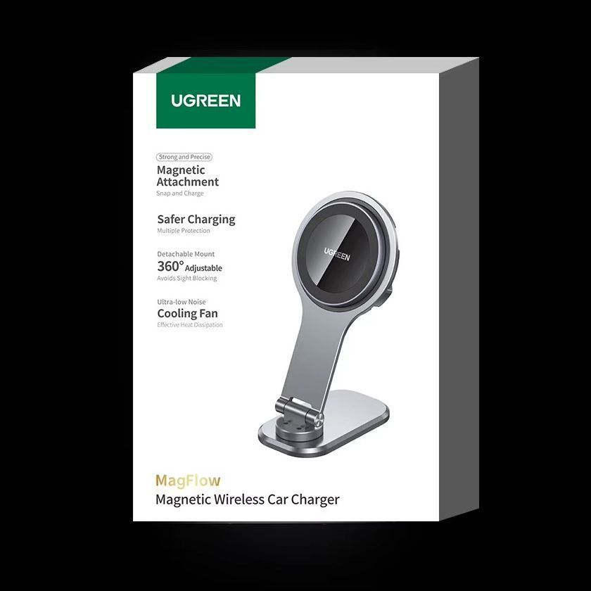 Автомобильный магнитный держатель для телефона с зарядкой UGREEN CD380 Magnetic Wireless Car Charger for Tesla Gray (25123) 01171 фото