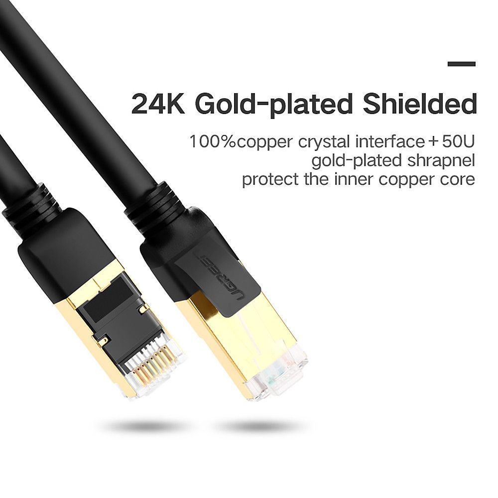 Мережевий кабель патч-корд UGREEN NW107 Cat7 F/FTP Round Ethernet Cable 8m Black (11272) 00638 фото