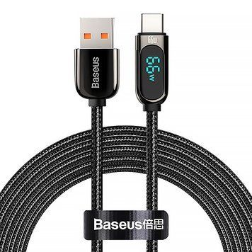 Кабель Baseus Display Fast Charging USB - Type-C 6A 66W 2m Black (CASX020101) 00930 фото