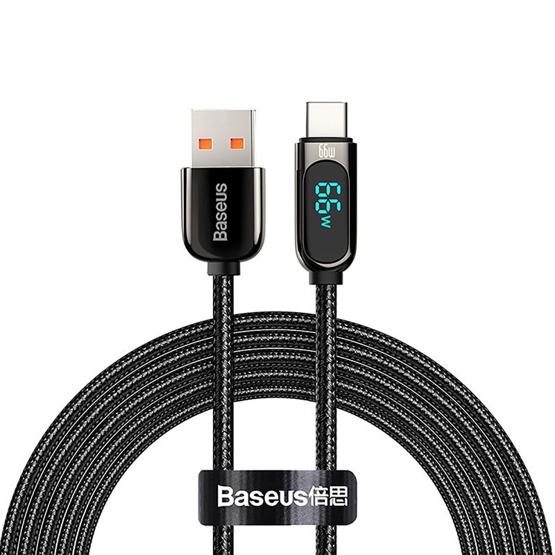 Кабель Baseus Display Fast Charging USB - Type-C 6A 66W 2m Black (CASX020101) 00930 фото