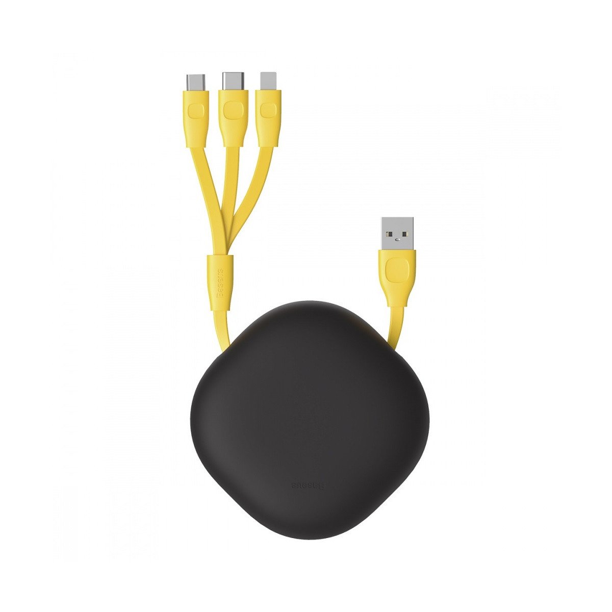 Кабель Baseus Lets Go Little Reunion One-Way Stretchable 3-in-1 MicroUSB+Lightning+Type-C 3A 0.8м Yellow (CAMLT-TYGY) 00570 фото