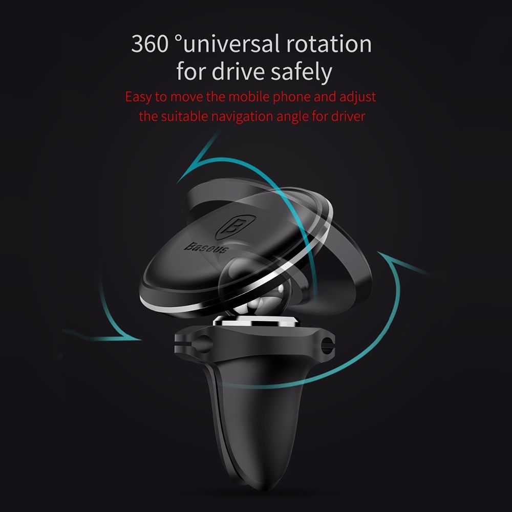 Автомобільний тримач для телефона Baseus Magnetic Air Vent Car Mount With Cable Clip Black (SUGX-A01) 00929 фото