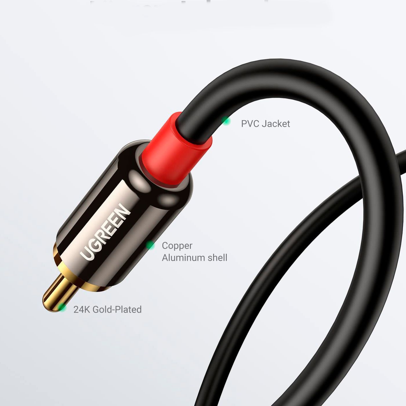 Аудіо кабель UGREEN AV116 3.5mm Male to 2RCA Male Hi-Fi Cable 2m Black (10584) 01249 фото