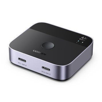 Перемикач для кабелів 2 Type-C на 1 HDMI UGREEN AW502 Switch 4K 60Hz Black (55451) 01311 фото