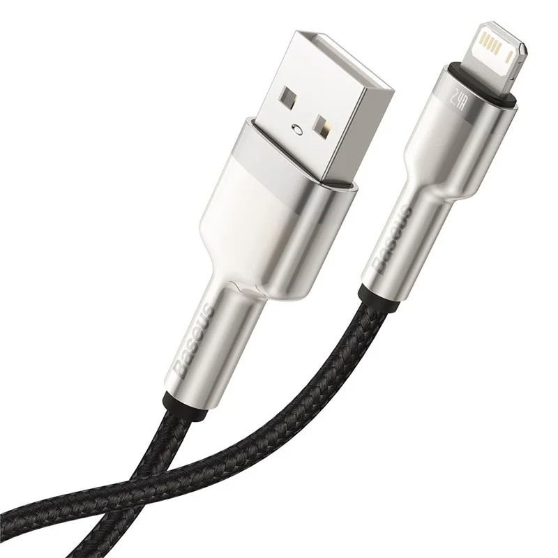 Кабель Baseus Cafule Series Metal Data Cable USB - Lightning 2.4A 2m Black (CALJK-B01) 00724 фото
