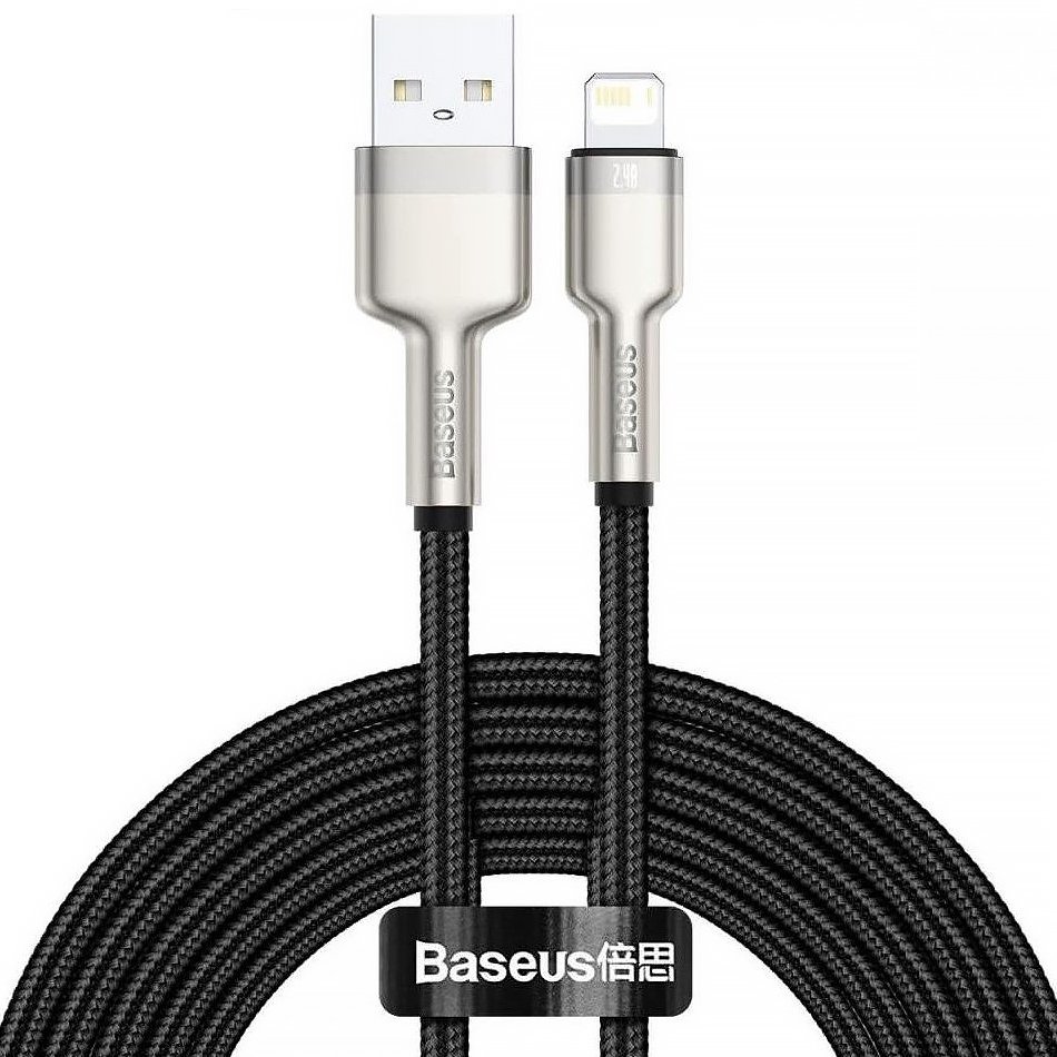 Кабель Baseus Cafule Series Metal Data Cable USB - Lightning 2.4A 2m Black (CALJK-B01) 00724 фото