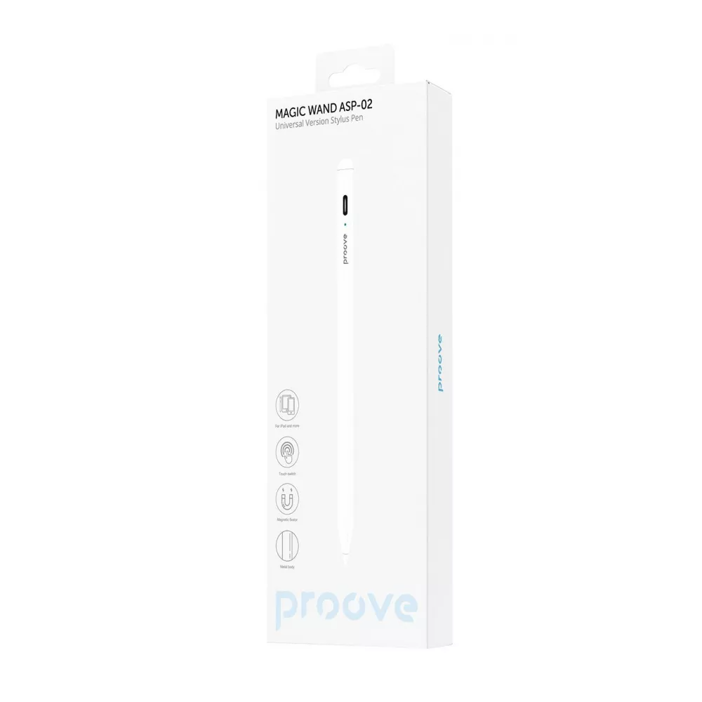 Стилус для планшета и телефона активный / пассивный PROOVE Stylus Magic Wand ASP-02 White (STA200010002) 01118 фото