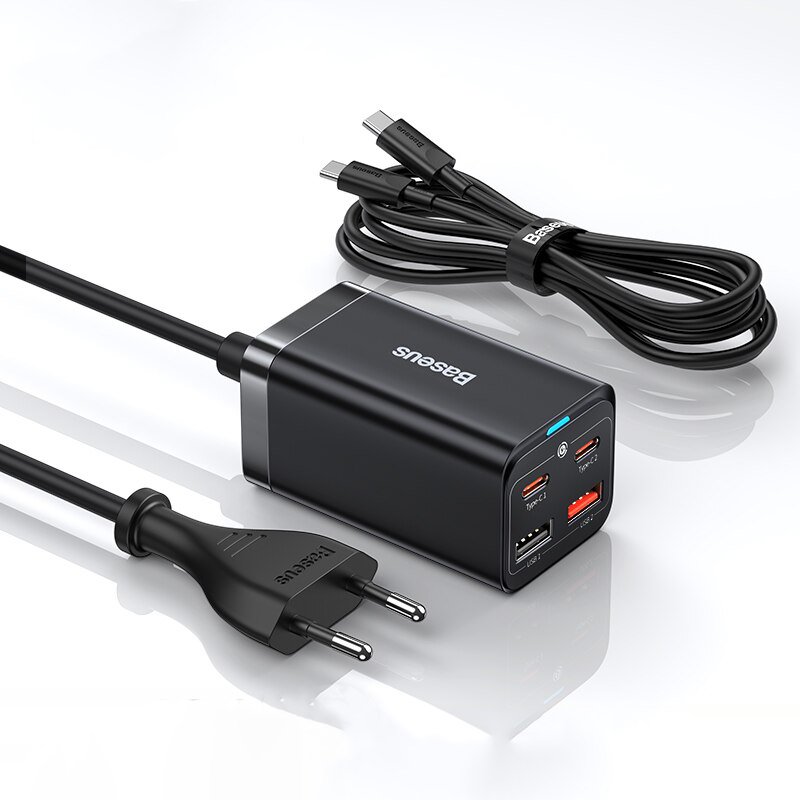 Сетевое зарядное устройство Baseus GaN3 Pro 65W 2USB+2Type-C Black + кабель (CCGP040101) 00844 фото